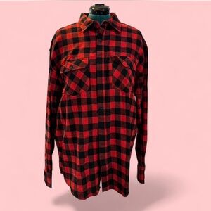 Red and Black Checkered Men's Flannel Shirt